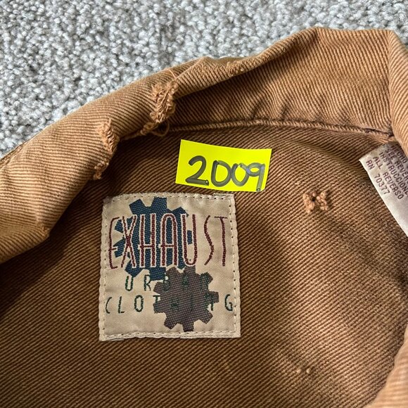 Vintage‎ Exhaust jacket mens large brown duck canvas denim hip hop 90s workwear - Picture 8 of 13
